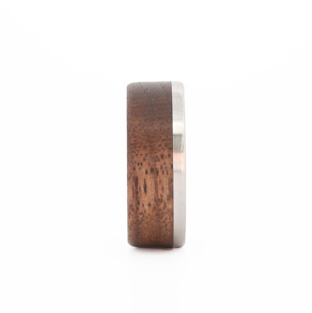 Walnut Ring with Titanium and Carbon Fiber Front View