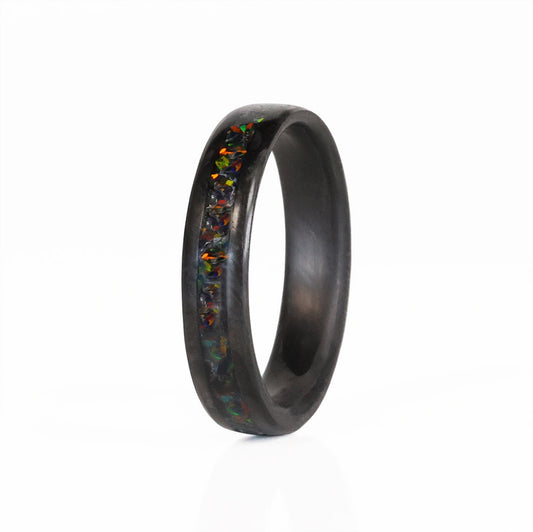 Crushed Opal Ring with Carbon Fiber Rails and Liner