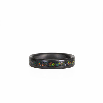 Crushed Opal Ring with Carbon Fiber Rails and Liner Laying Flat