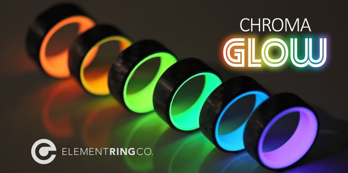 Carbon Fiber Green Glow Ring Rainbow Collection