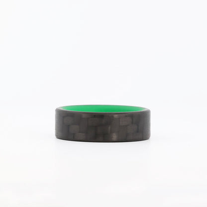 Carbon Fiber Green Glow Ring Laying Flat
