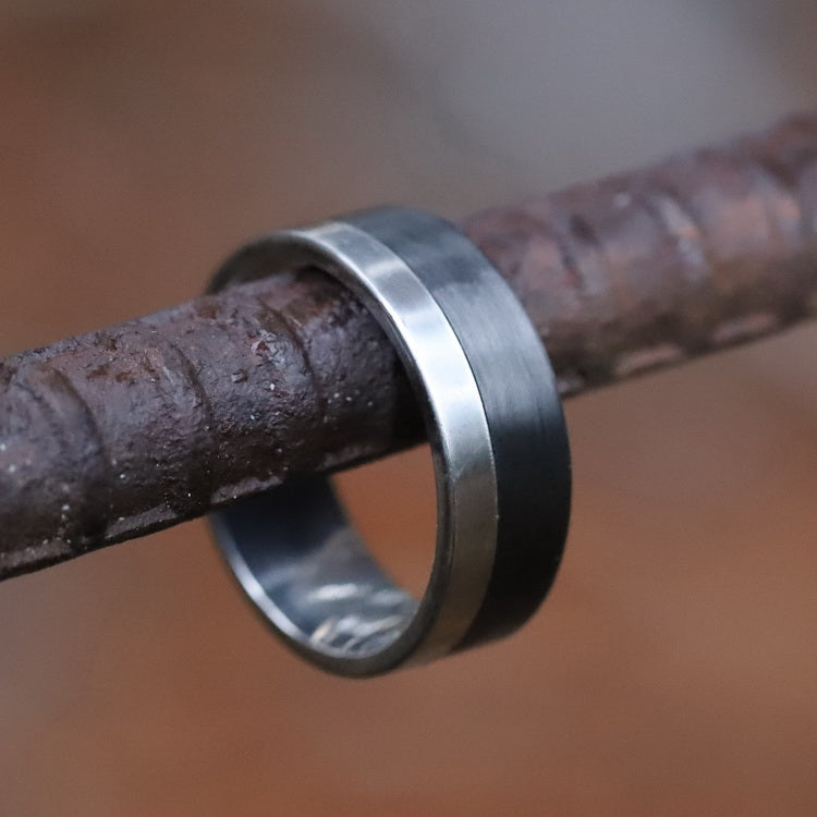 Men's Titanium Band with Carbon Fiber On Rebar