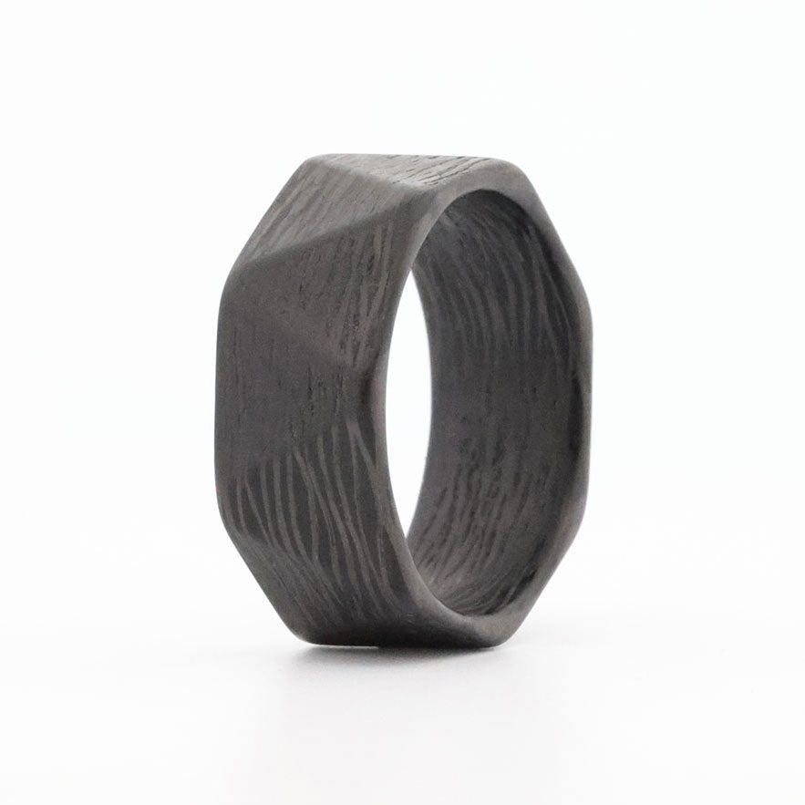 The Engineer Faceted Carbon Fiber Rings | Bold Modern Design ...