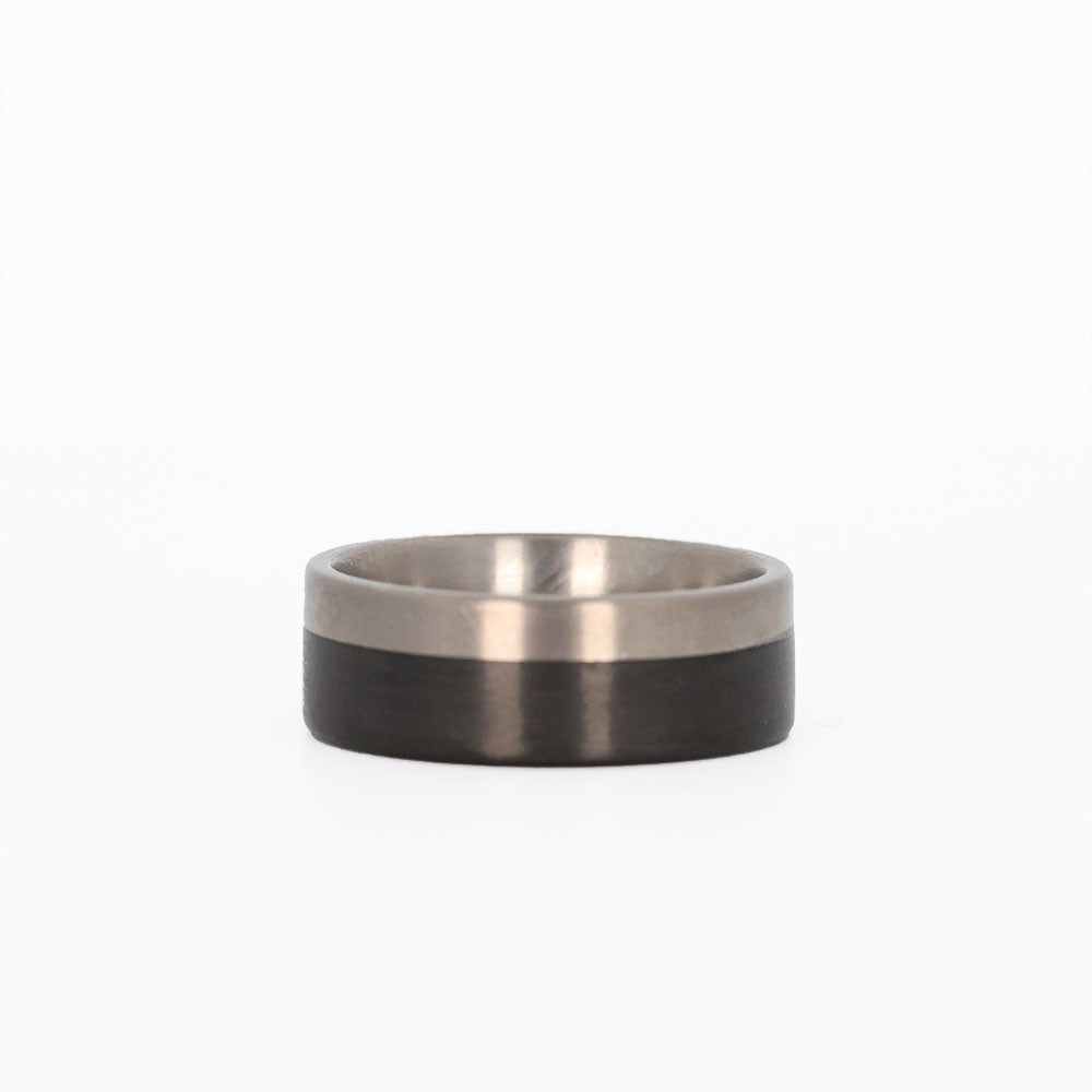 Men's Titanium Band with Carbon Fiber Laying Flat