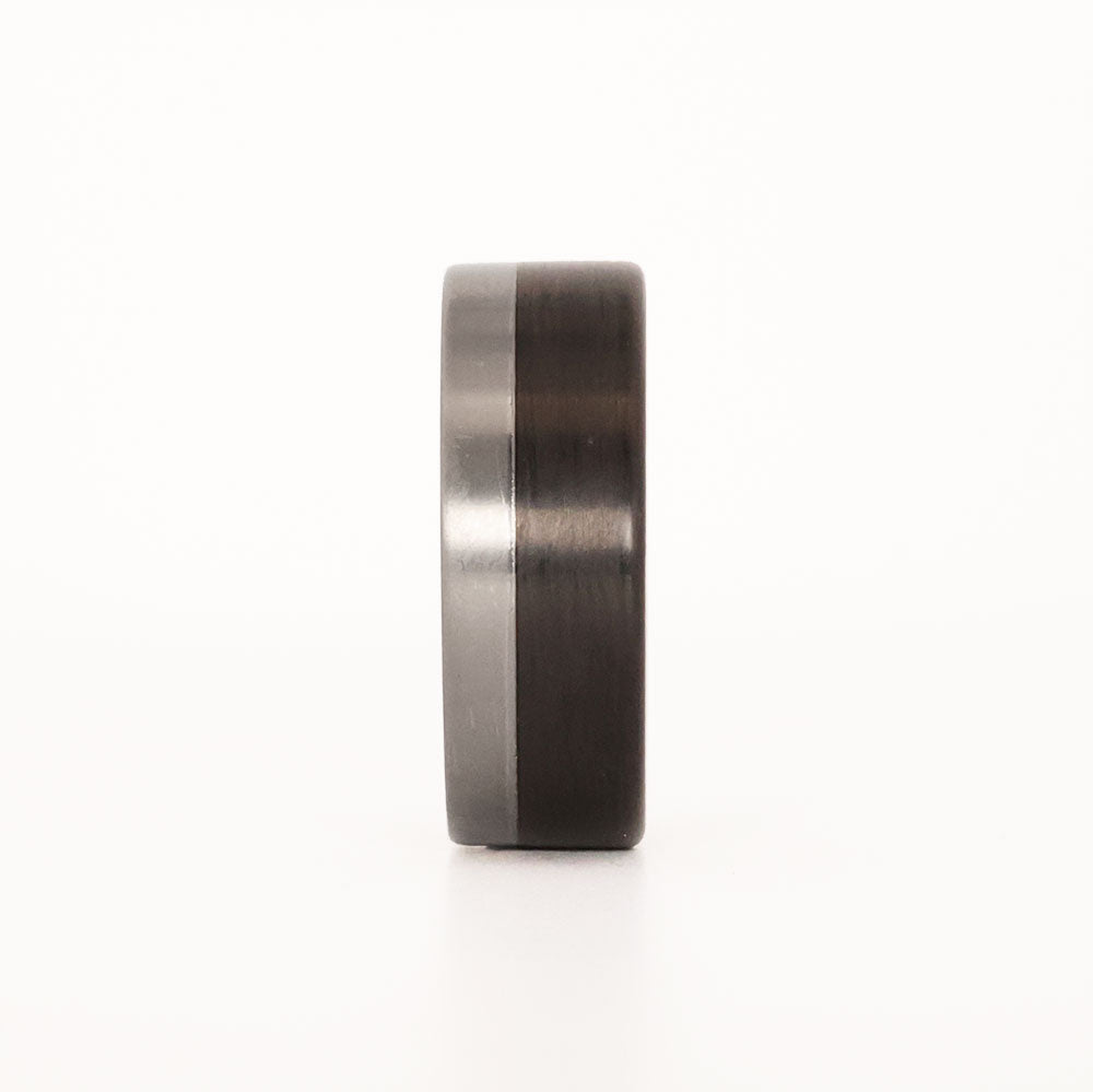 Men's Titanium Band with Carbon Fiber Front View